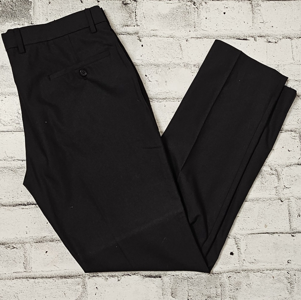 Tahari Men’s Dark Gray Patterned Dress Pants Tailored Fit 32x32